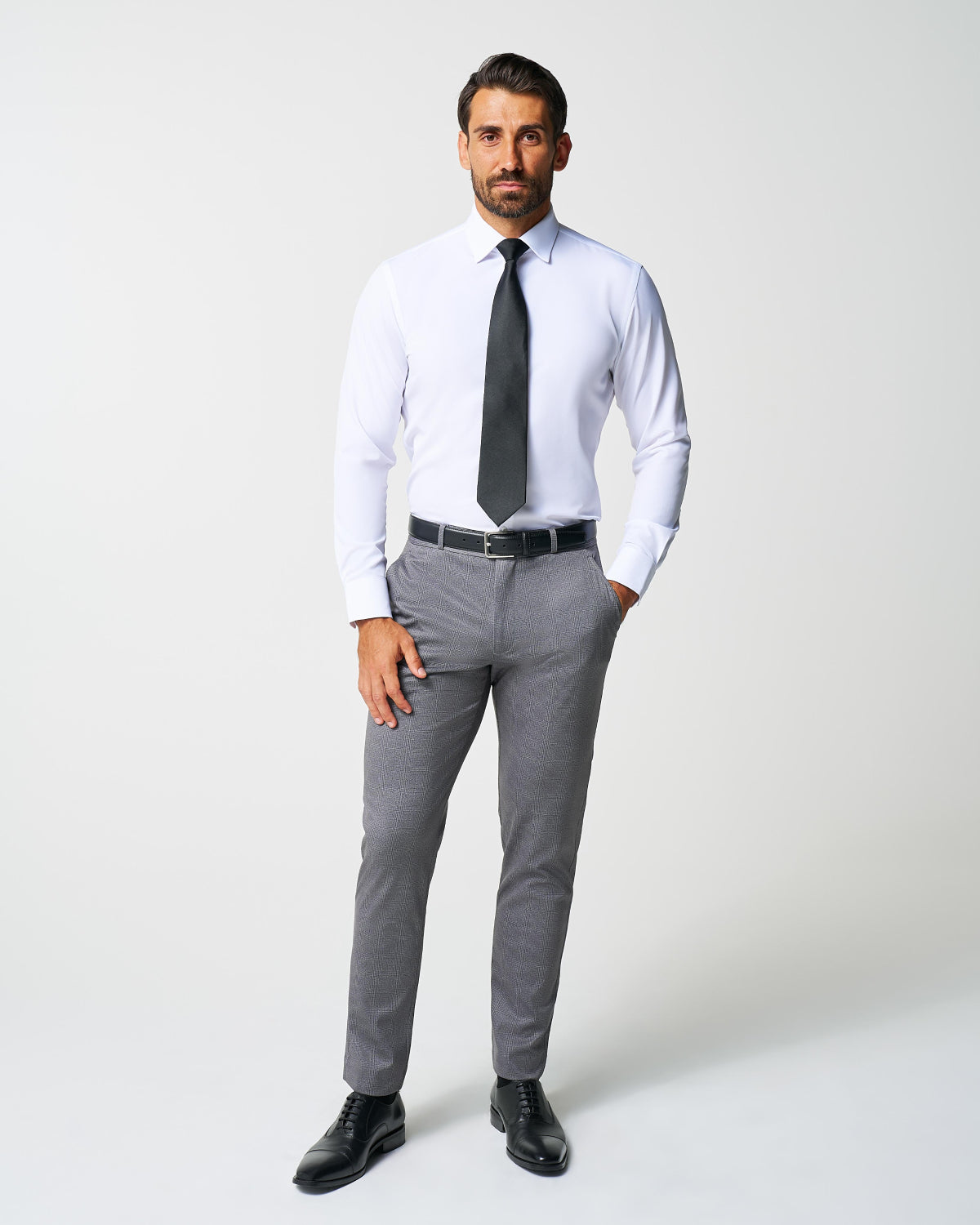 State & Liberty - Athletic Fit Stretch Suit - Shadow Grey Plaid