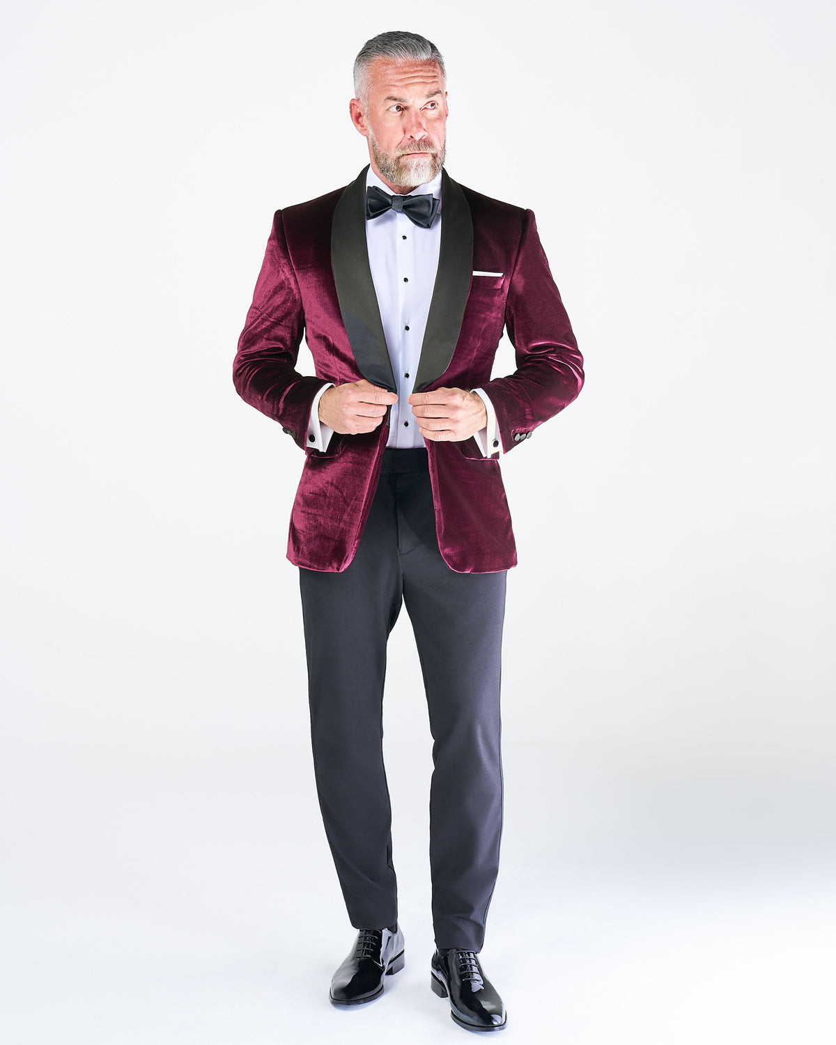 State & Liberty - Athletic Fit Stretch Tuxedo Jacket - Maroon Velvet