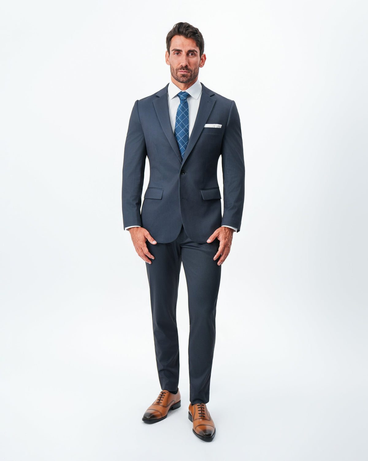 State & Liberty - Athletic Fit Stretch Blazer - Navy & Black Mini Houndstooth