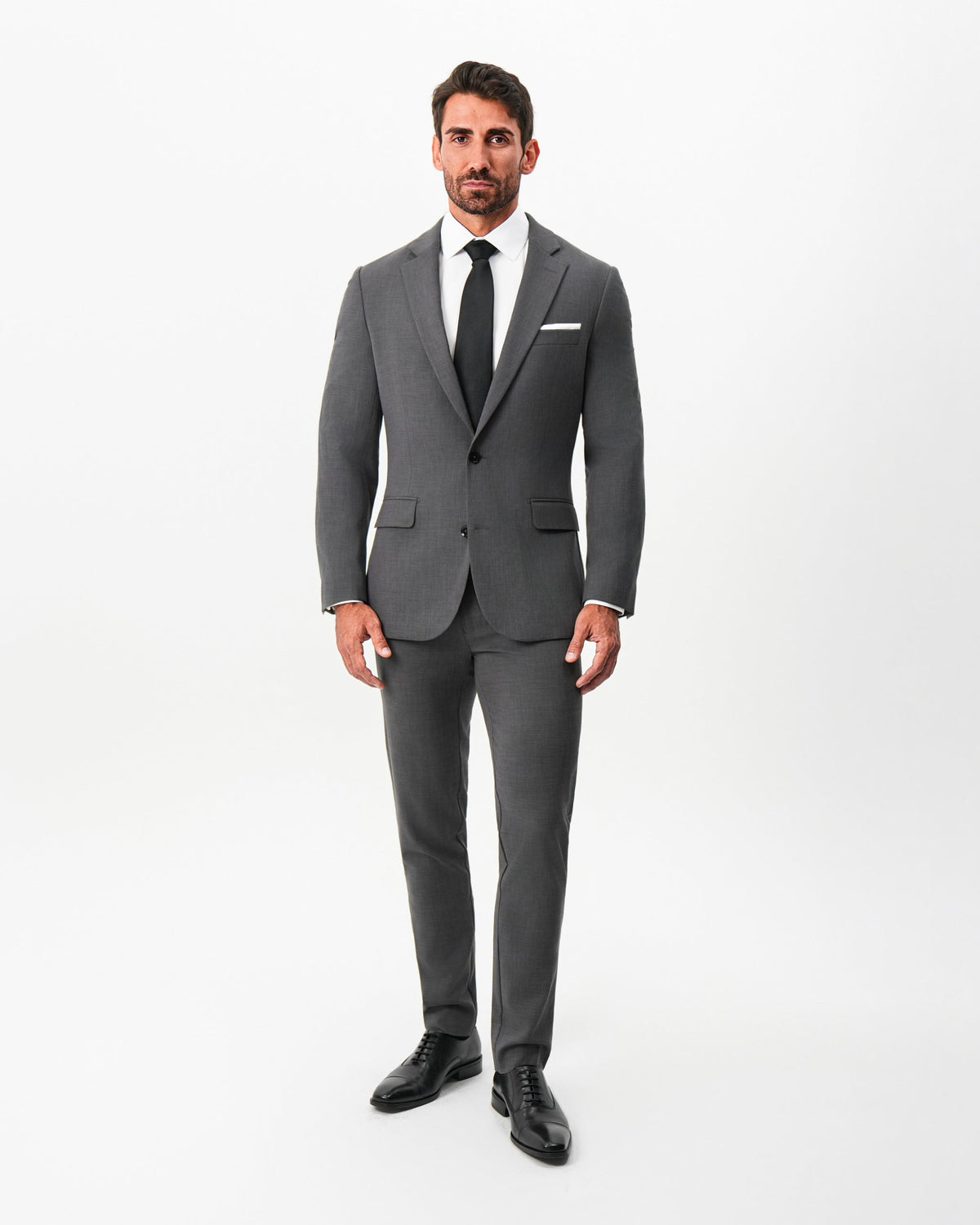 State & Liberty - Athletic Fit Stretch Blazer - Dark Grey Crosshatch