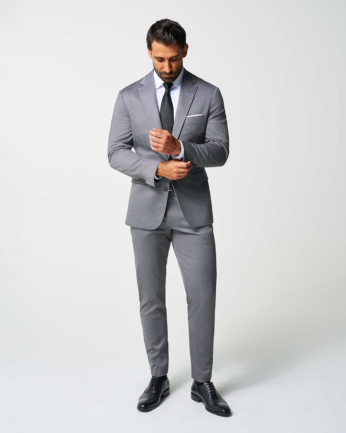 State & Liberty - Athletic Fit Stretch Blazer - Shadow Grey Plaid