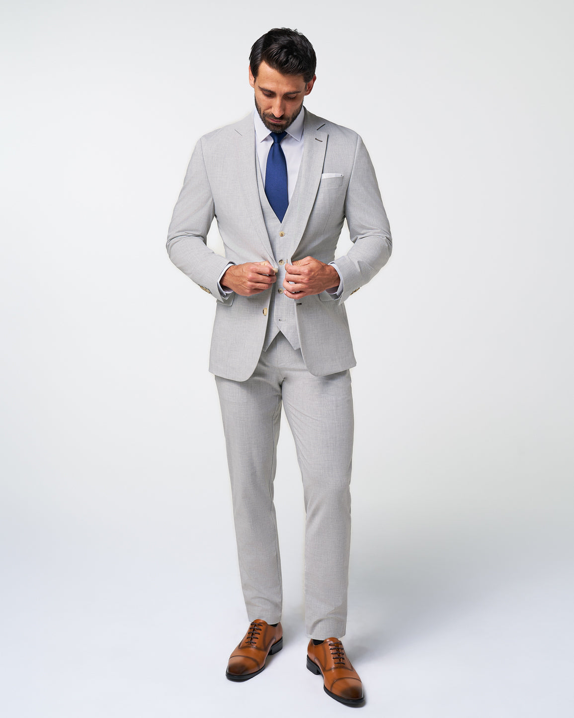 State & Liberty - Athletic Fit Stretch Blazer - Lightweight Heathered Light Grey