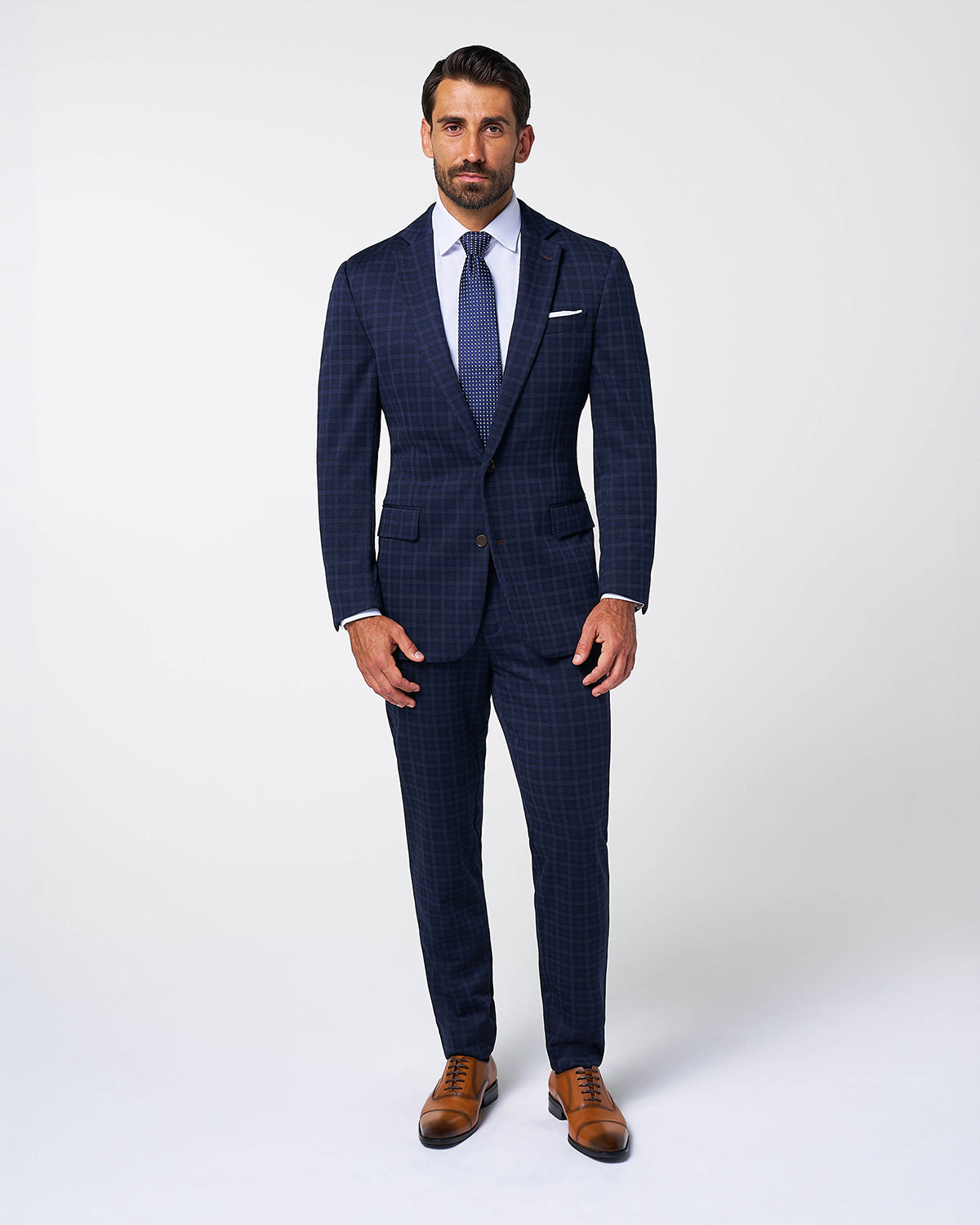 State & Liberty - Athletic Fit Stretch Wool Blazer - Blue Plaid