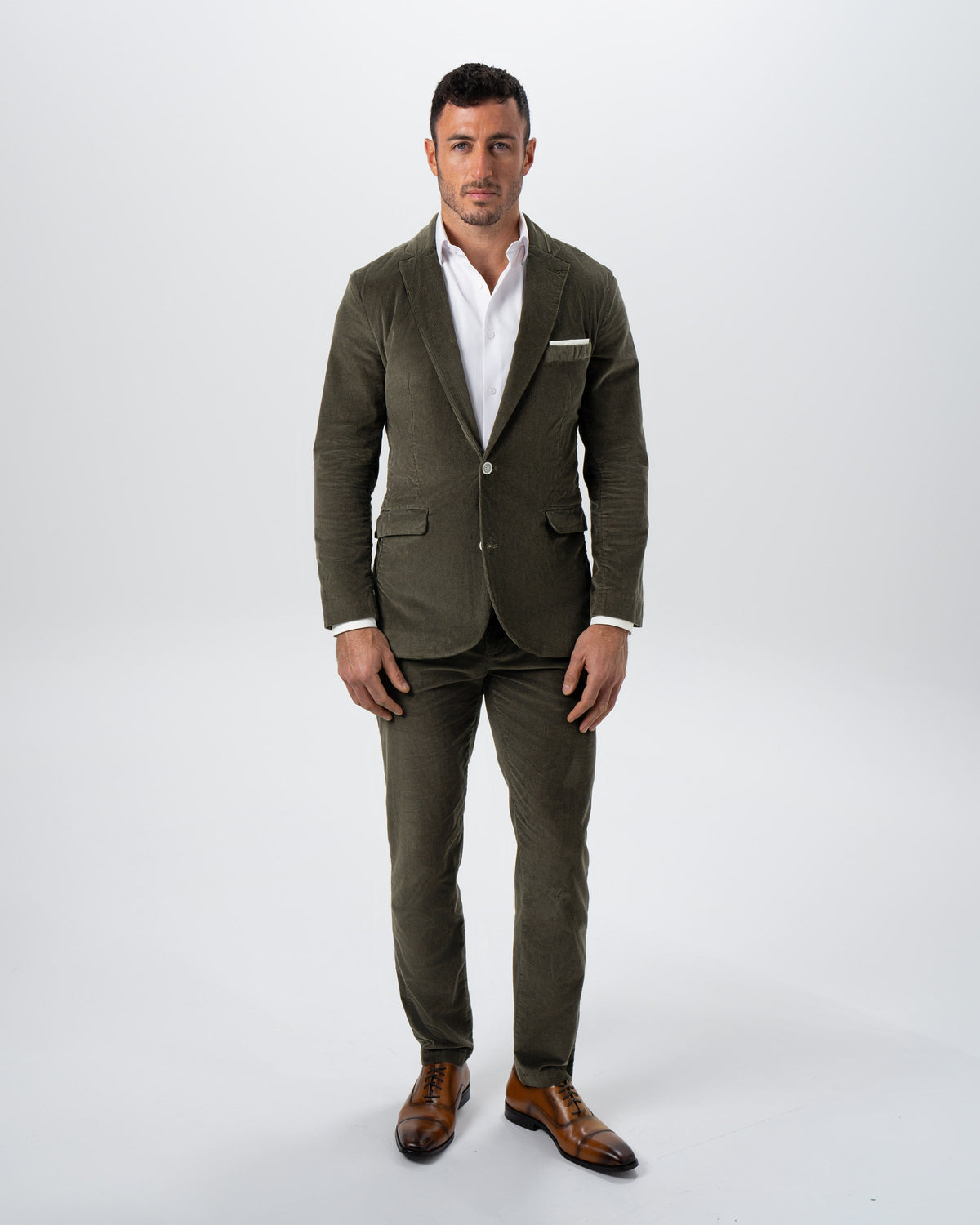 State & Liberty - Corduroy Flat Front Waistband Pant - Dark Olive