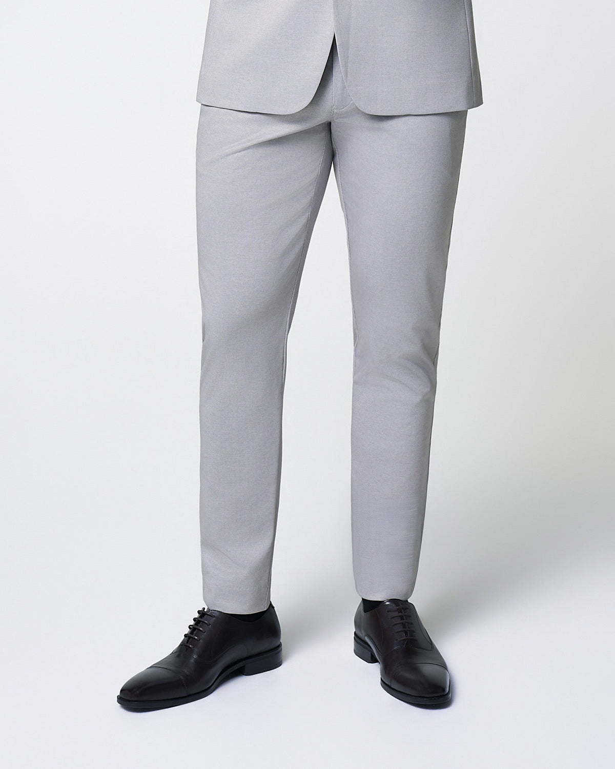 State & Liberty - Brushed Tech Suit Pant - Light Grey Microcheck