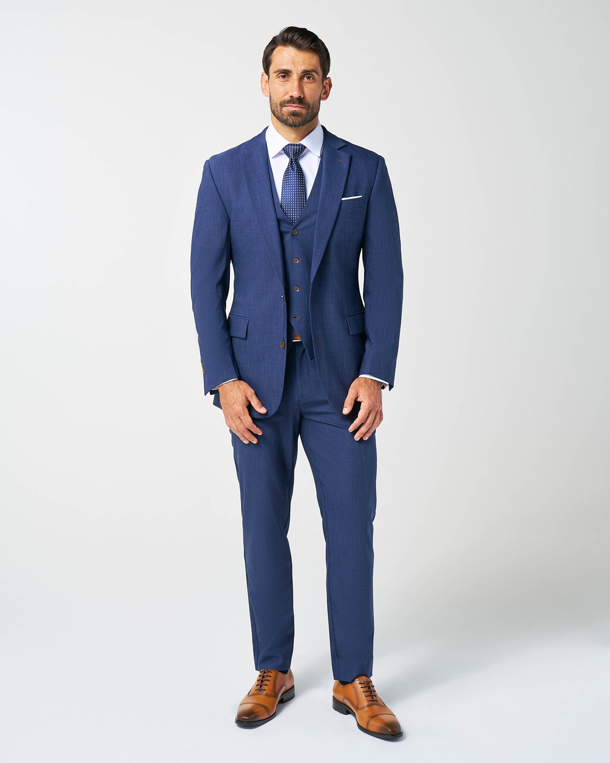 State & Liberty - Athletic Fit Stretch Suit Vest - Heathered Navy