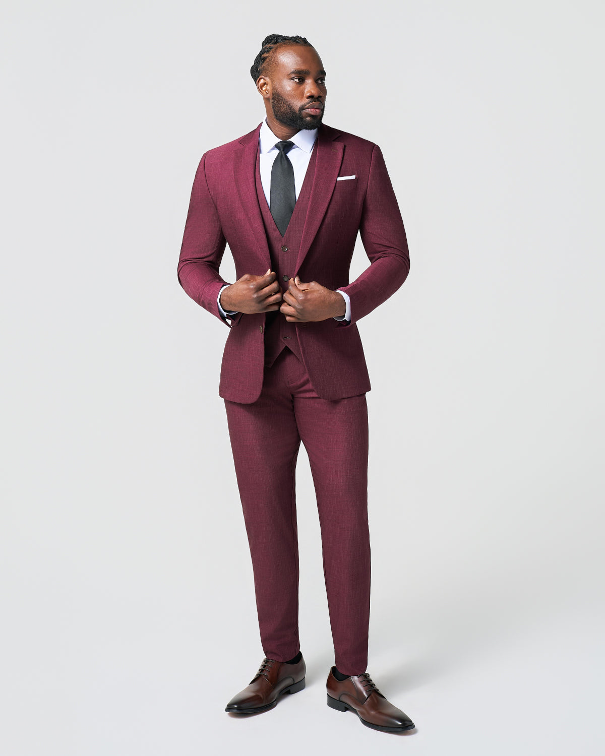State & Liberty - Athletic Fit Stretch Suit Vest - Heathered Maroon