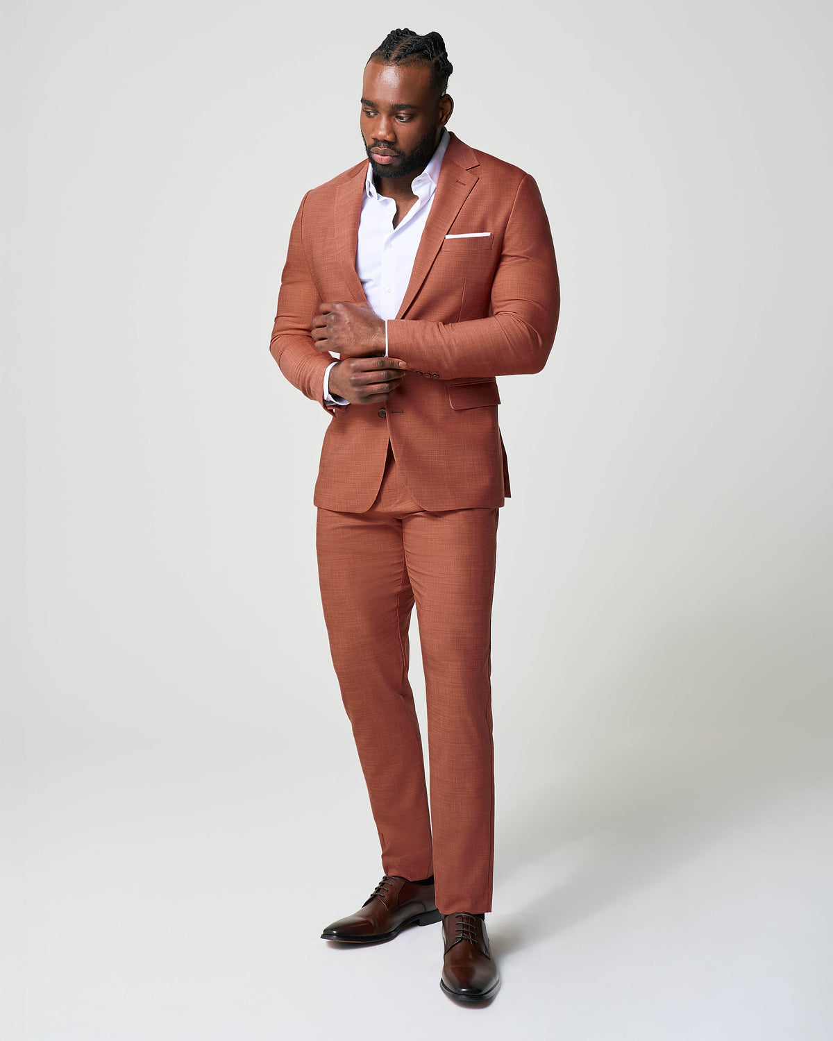 State & Liberty - Athletic Fit Stretch Blazer - Heathered Burnt Orange