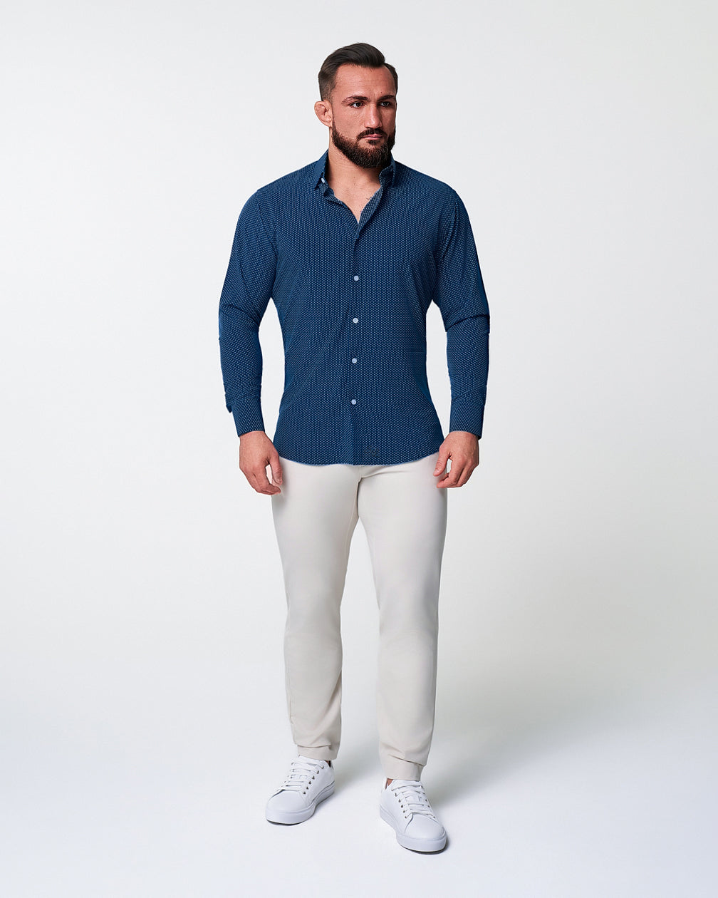 State & Liberty - "The Boylston" Navy with White Polka Dots