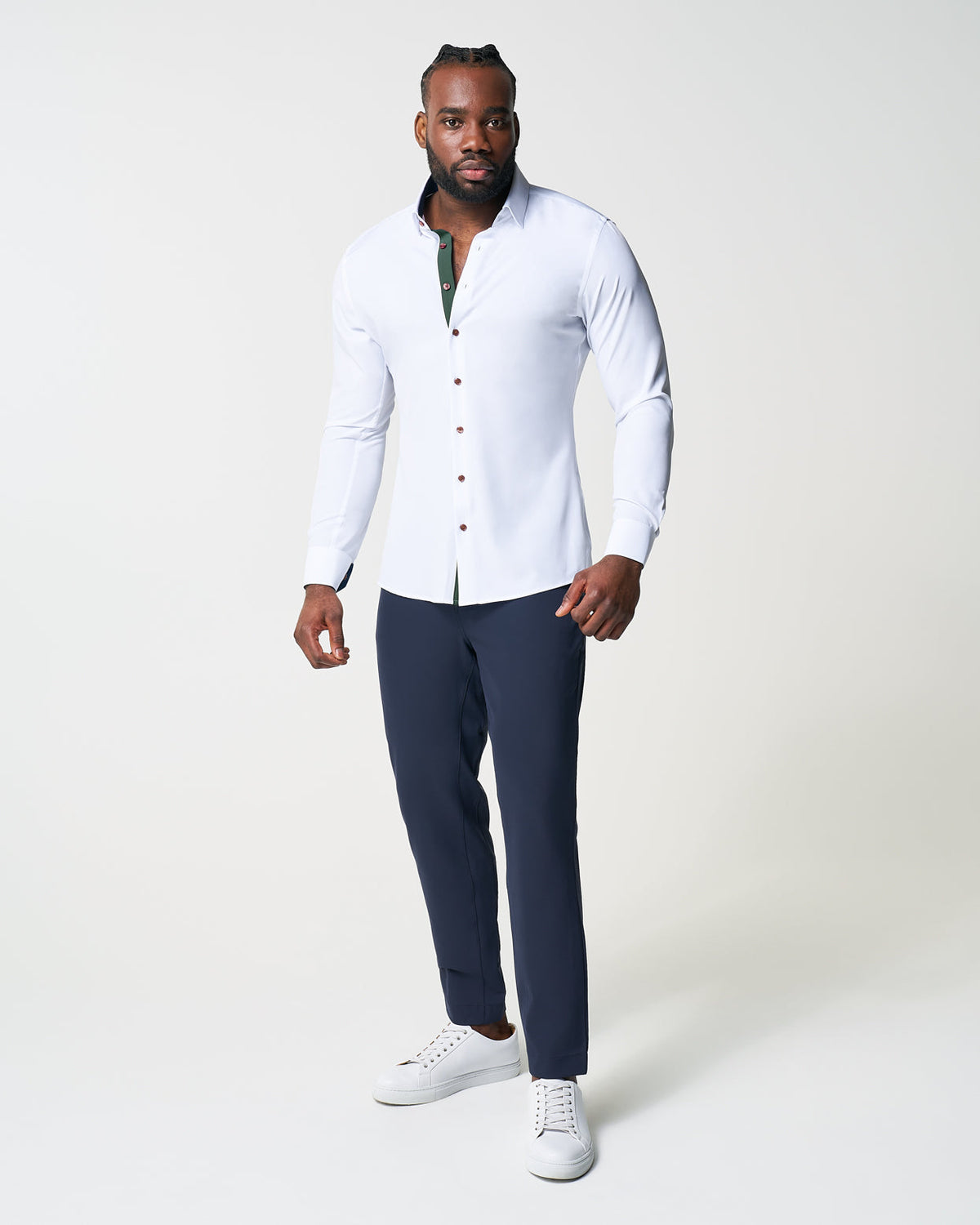 State & Liberty - "The Smokey" Solid White With Olive Accents