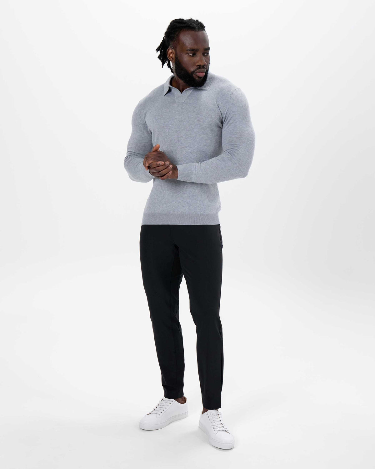 State & Liberty - Buttonless Sweater Polo - Light Grey