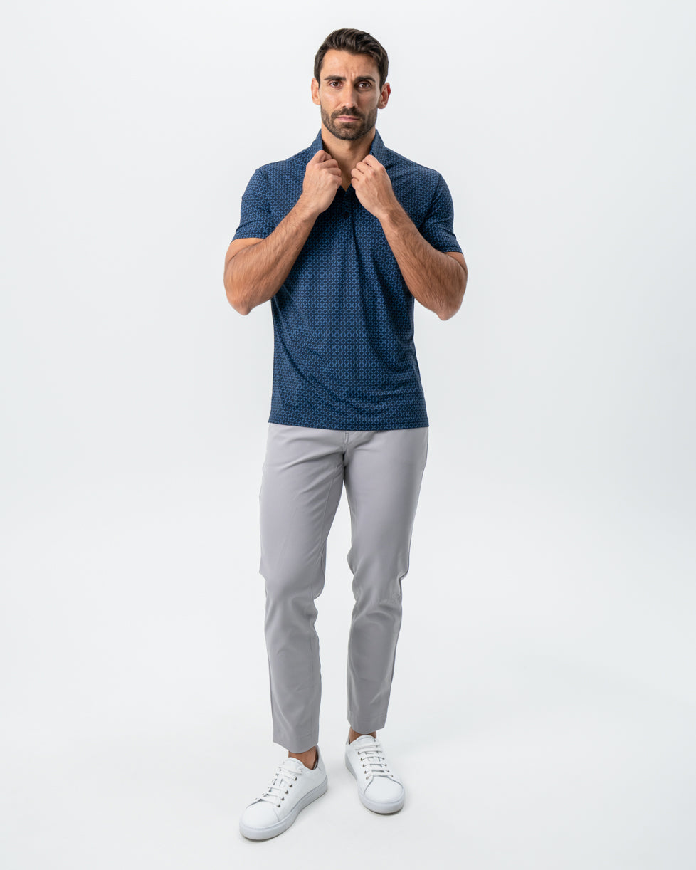 State & Liberty - "The Zeus" Diamond Navy & Light Blue Circle Polo