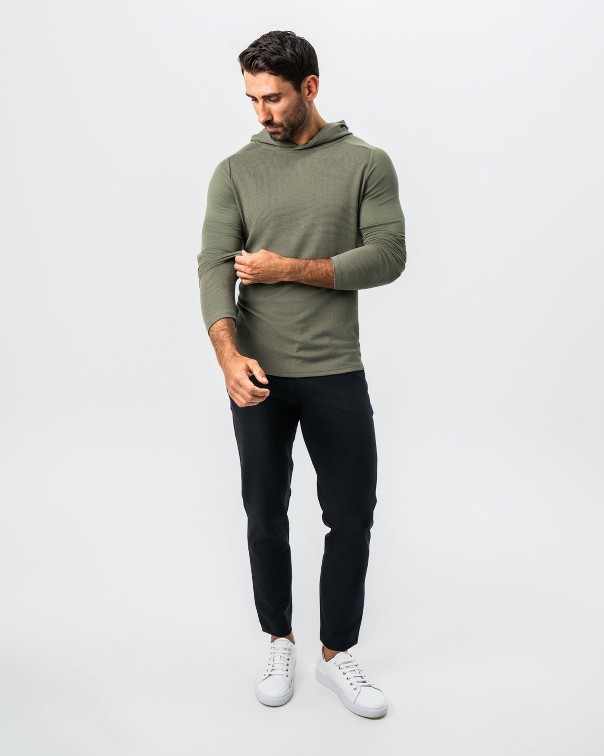 State & Liberty - Waffle Knit Hoodie - Olive