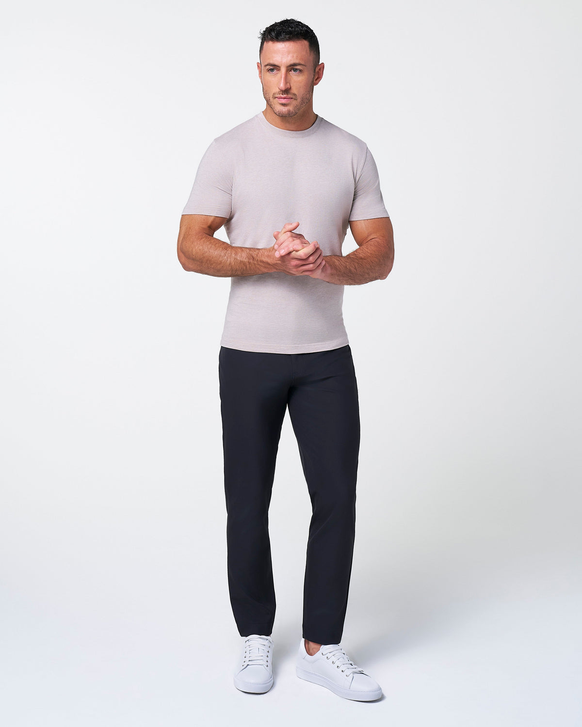 State & Liberty - "The Sinclair" Heathered Cream Short Sleeve Crewneck