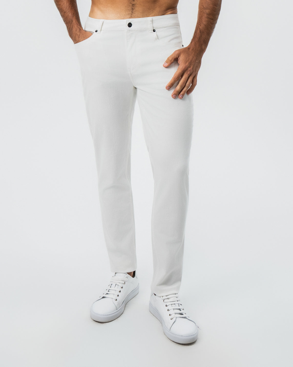 State & Liberty - Performance Cotton Twill 5 Pocket Pant - White