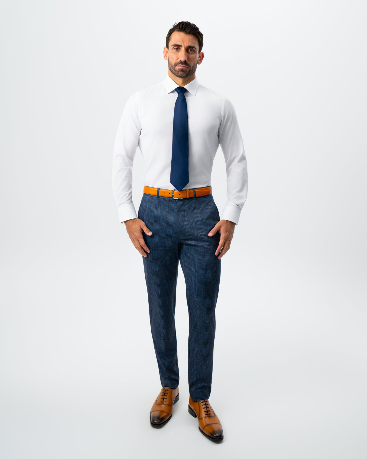 State & Liberty - Athletic Fit Stretch Suit - Electric Blue and Black Plaid