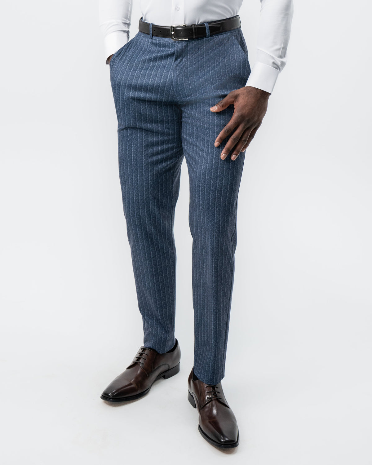 State & Liberty - Athletic Fit Stretch Suit - Textured Navy Chalk Stripe