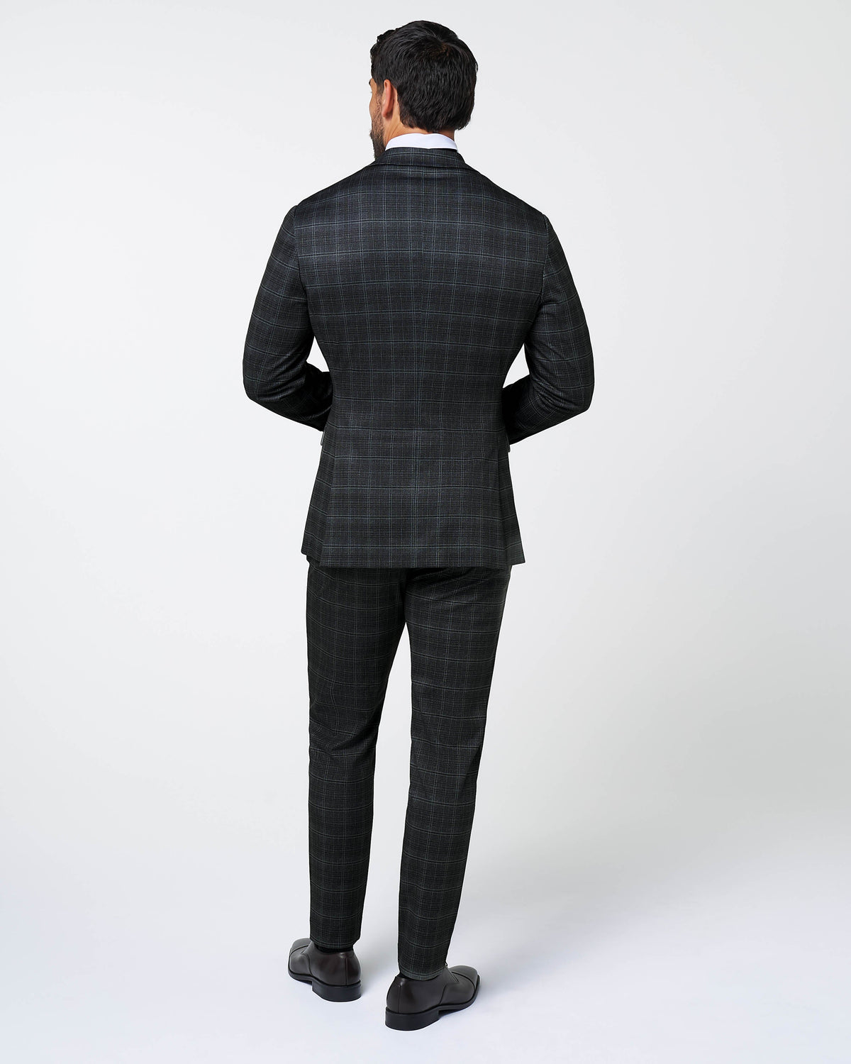State & Liberty - Athletic Fit Stretch Suit - Stone Grey Plaid