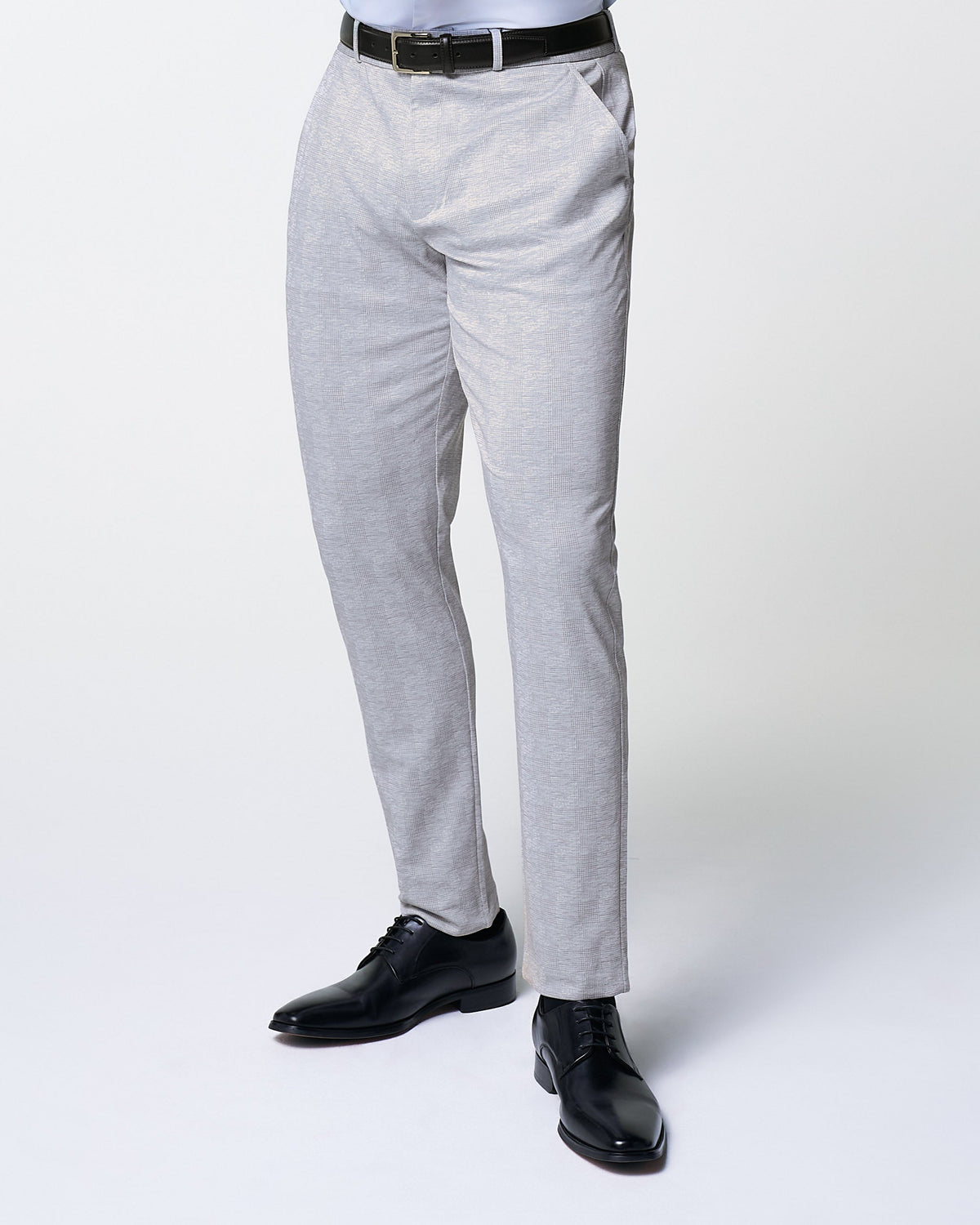 State & Liberty - Athletic Fit Stretch Suit Pants - Light Grey Plaid