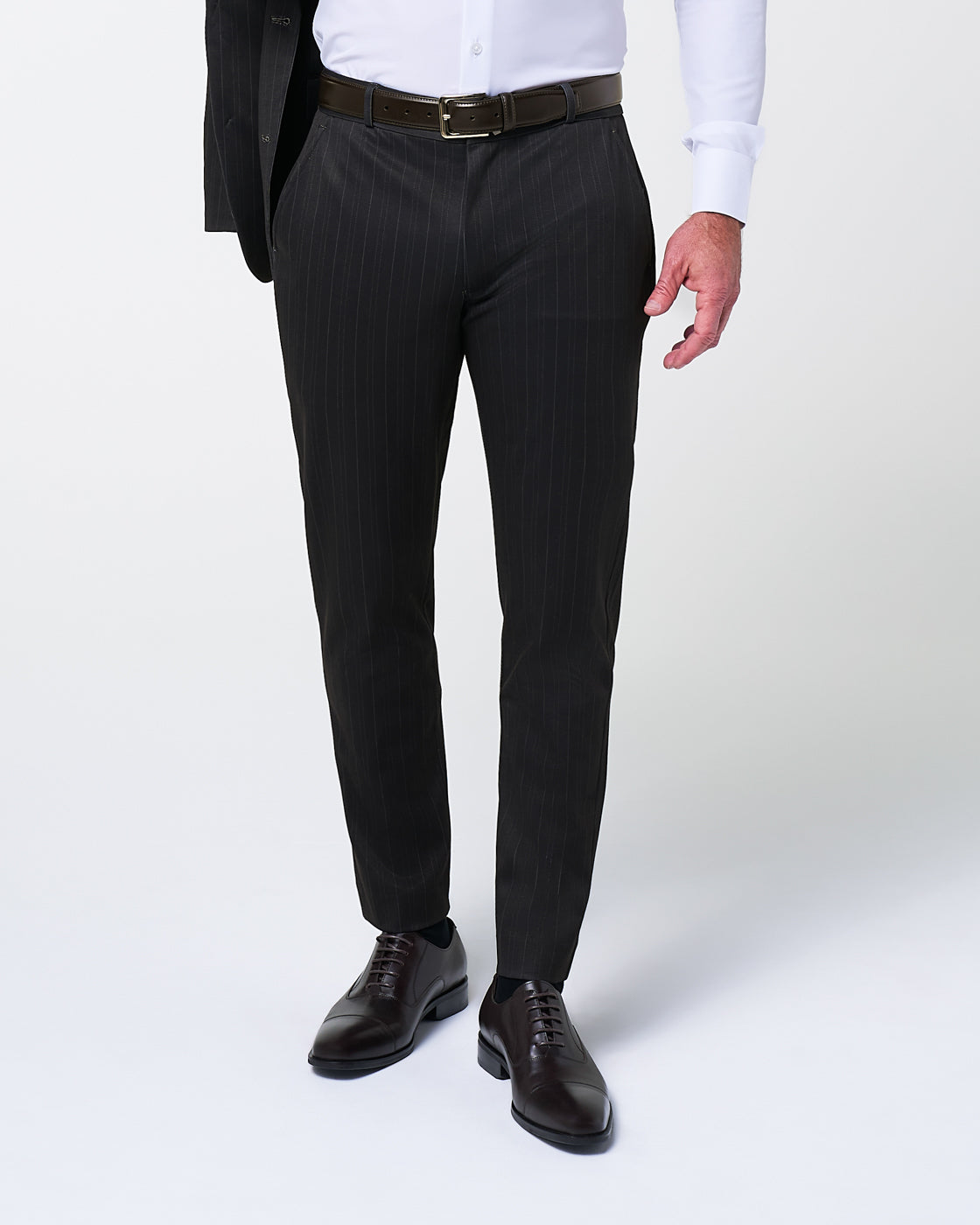 State & Liberty - Athletic Fit Stretch Suit - Knit Navy & Grey Big Stripe