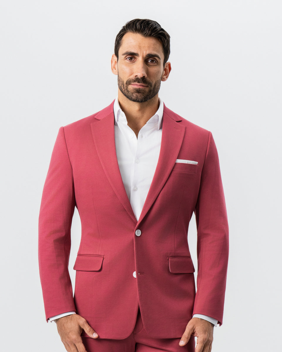State & Liberty - Athletic Fit Stretch Suit - Solid Crimson