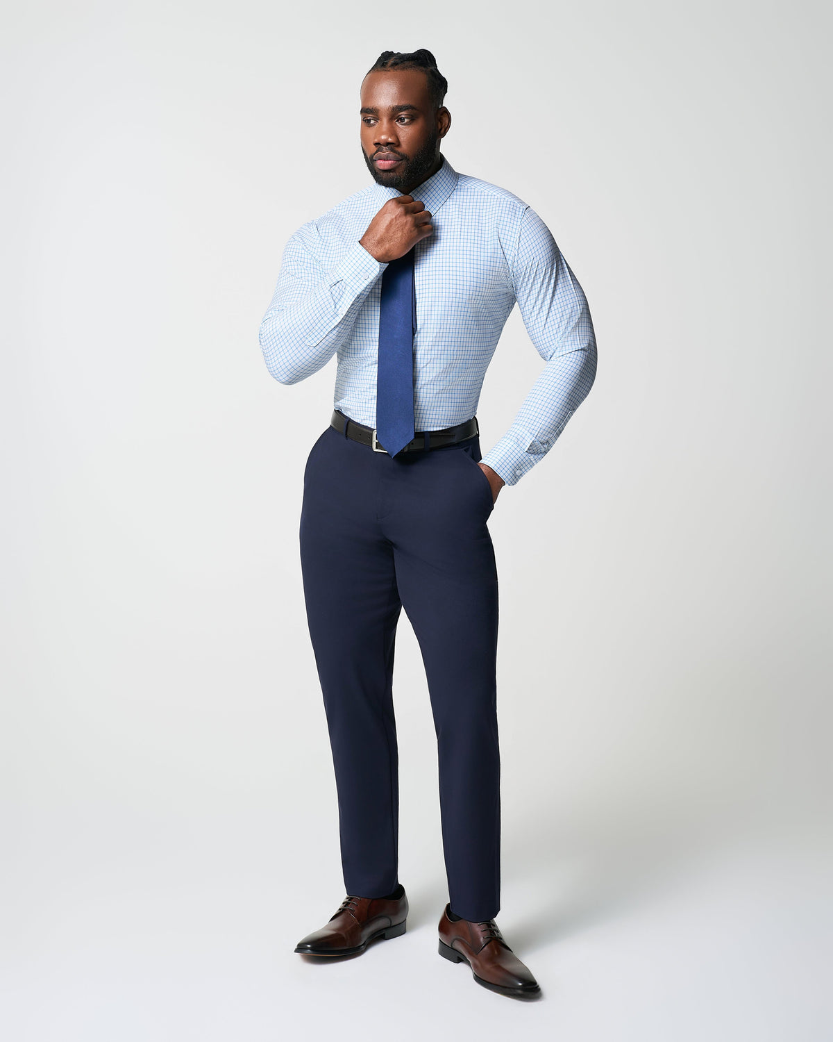 State & Liberty - "The Soho" Light Blue Windowpane