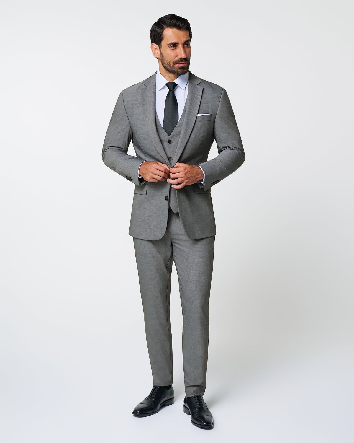 State & Liberty - Athletic Fit Stretch Suit - Heathered Grey