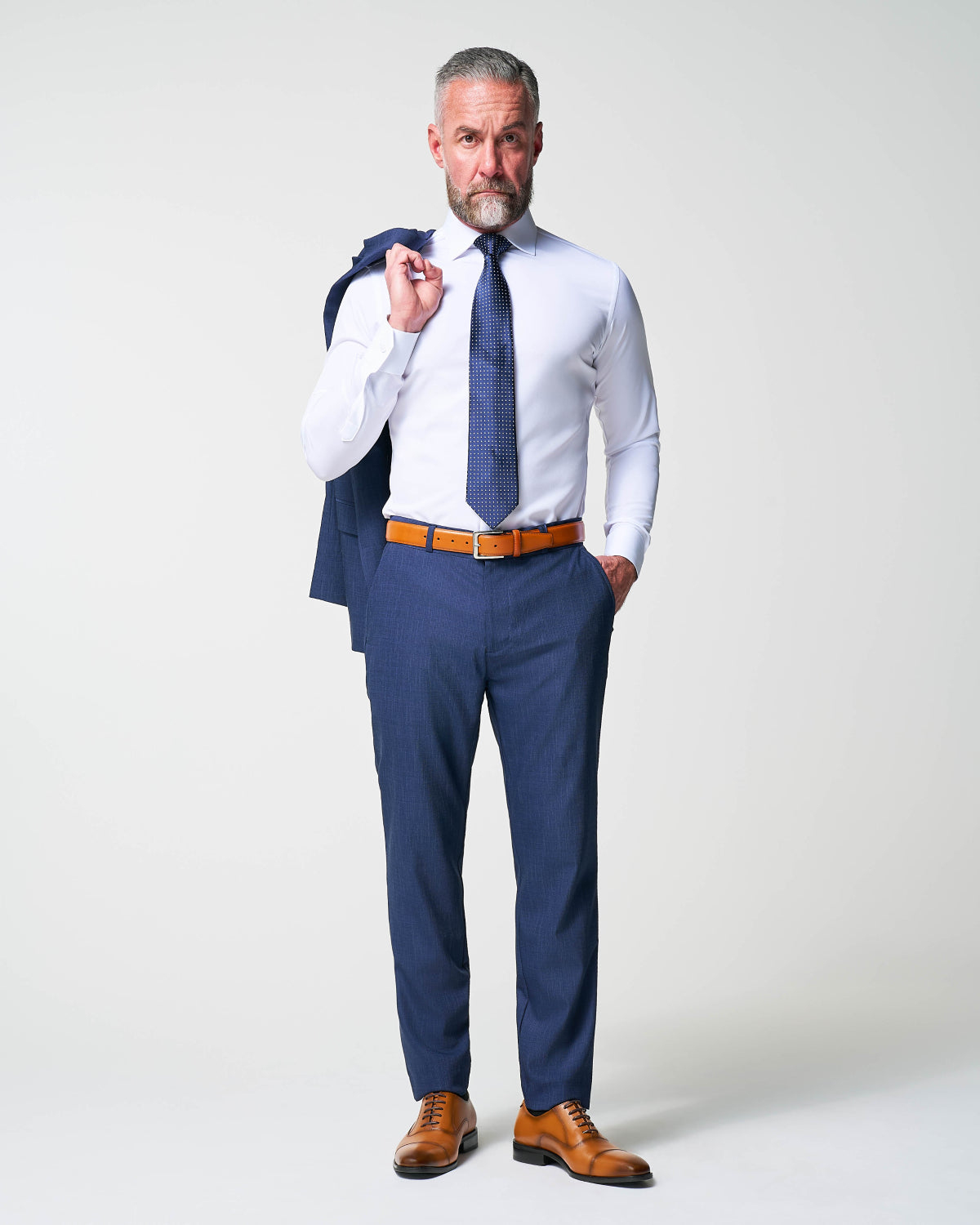 State & Liberty - Athletic Fit Stretch Suit - Heathered Navy