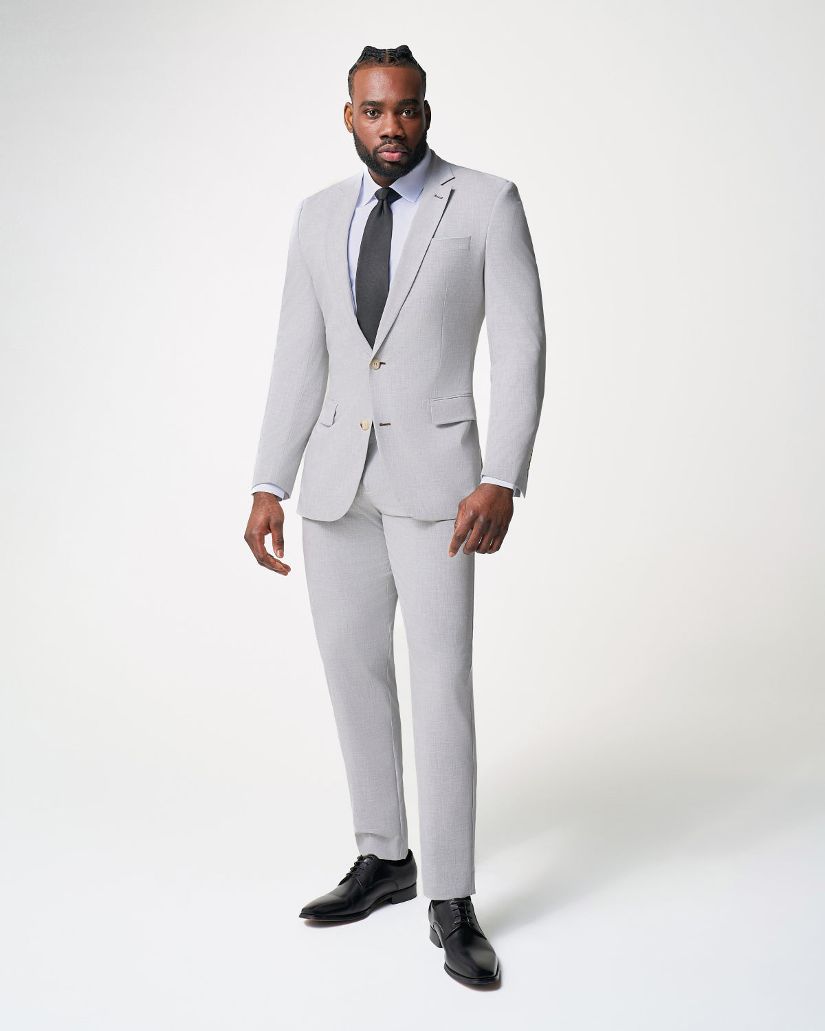 State & Liberty - Athletic Fit Stretch Suit - Lightweight Heathered Light Grey