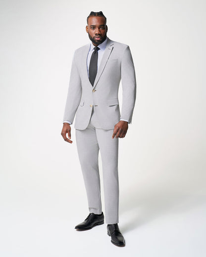 State & Liberty - Athletic Fit Stretch Suit - Lightweight Heathered Light Grey