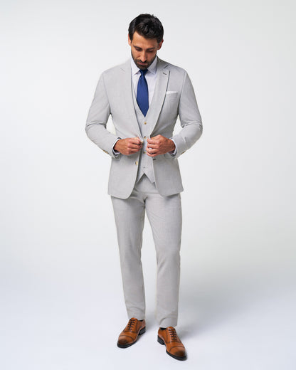 State & Liberty - Athletic Fit Stretch Suit - Lightweight Heathered Light Grey