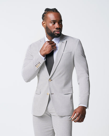 State & Liberty - Athletic Fit Stretch Suit - Lightweight Heathered Light Grey