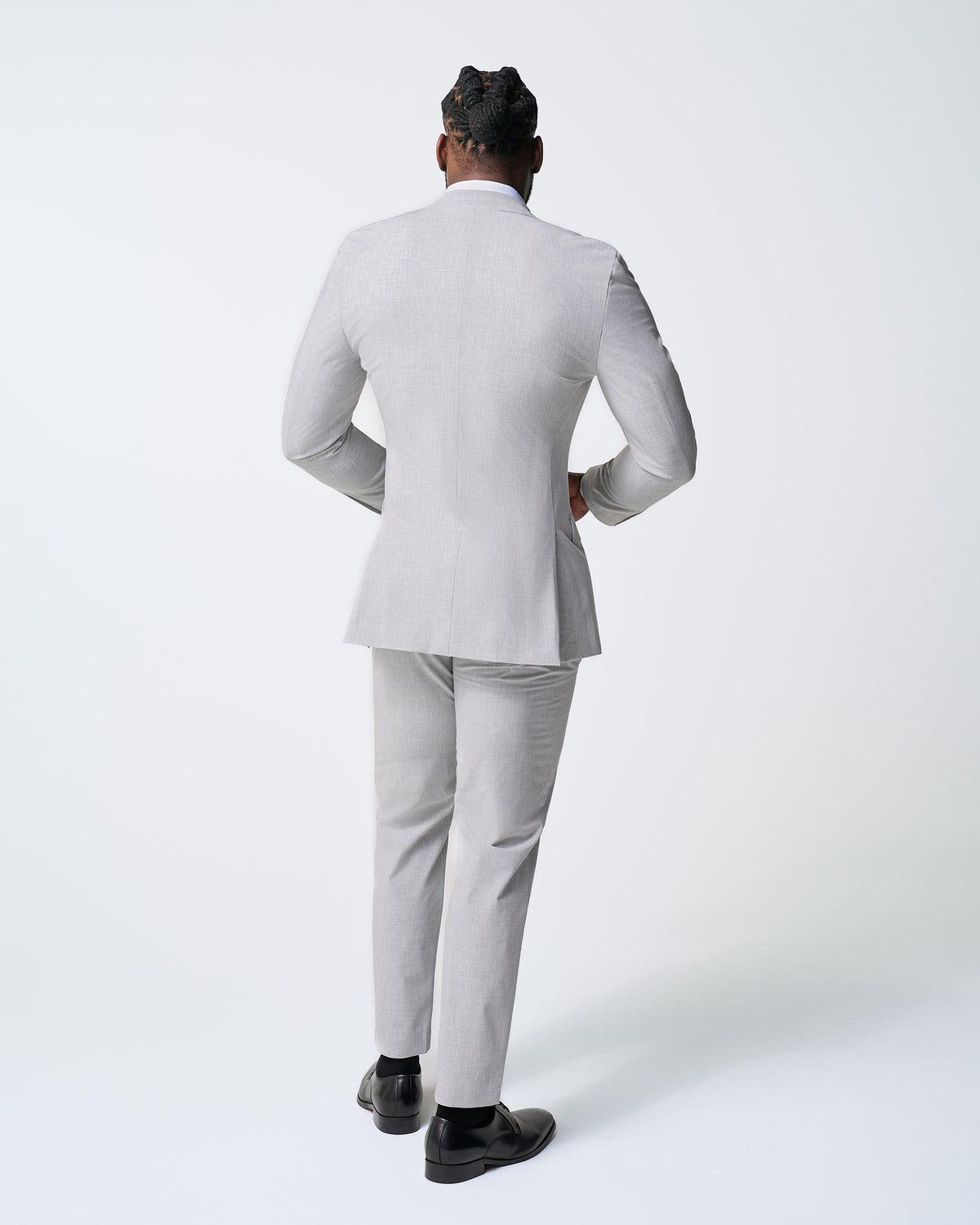 State & Liberty - Athletic Fit Stretch Suit - Lightweight Heathered Light Grey