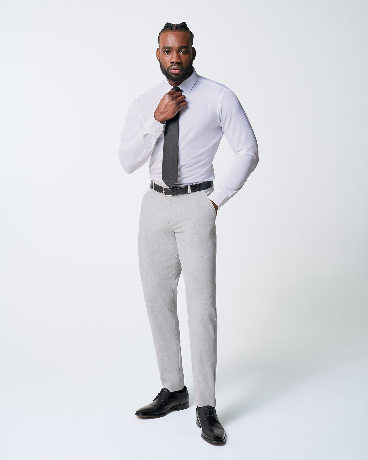 State & Liberty - Athletic Fit Stretch Suit - Lightweight Heathered Light Grey