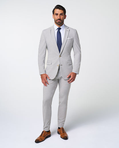 State & Liberty - Athletic Fit Stretch Suit - Lightweight Heathered Light Grey