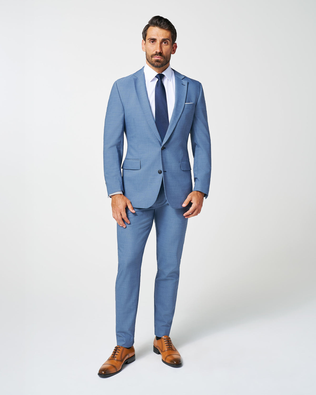 State & Liberty - Athletic Fit Stretch Suit - Heathered Light Blue
