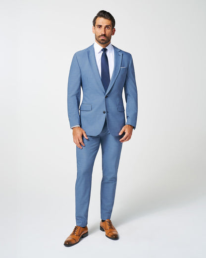 State & Liberty - Athletic Fit Stretch Suit - Heathered Light Blue
