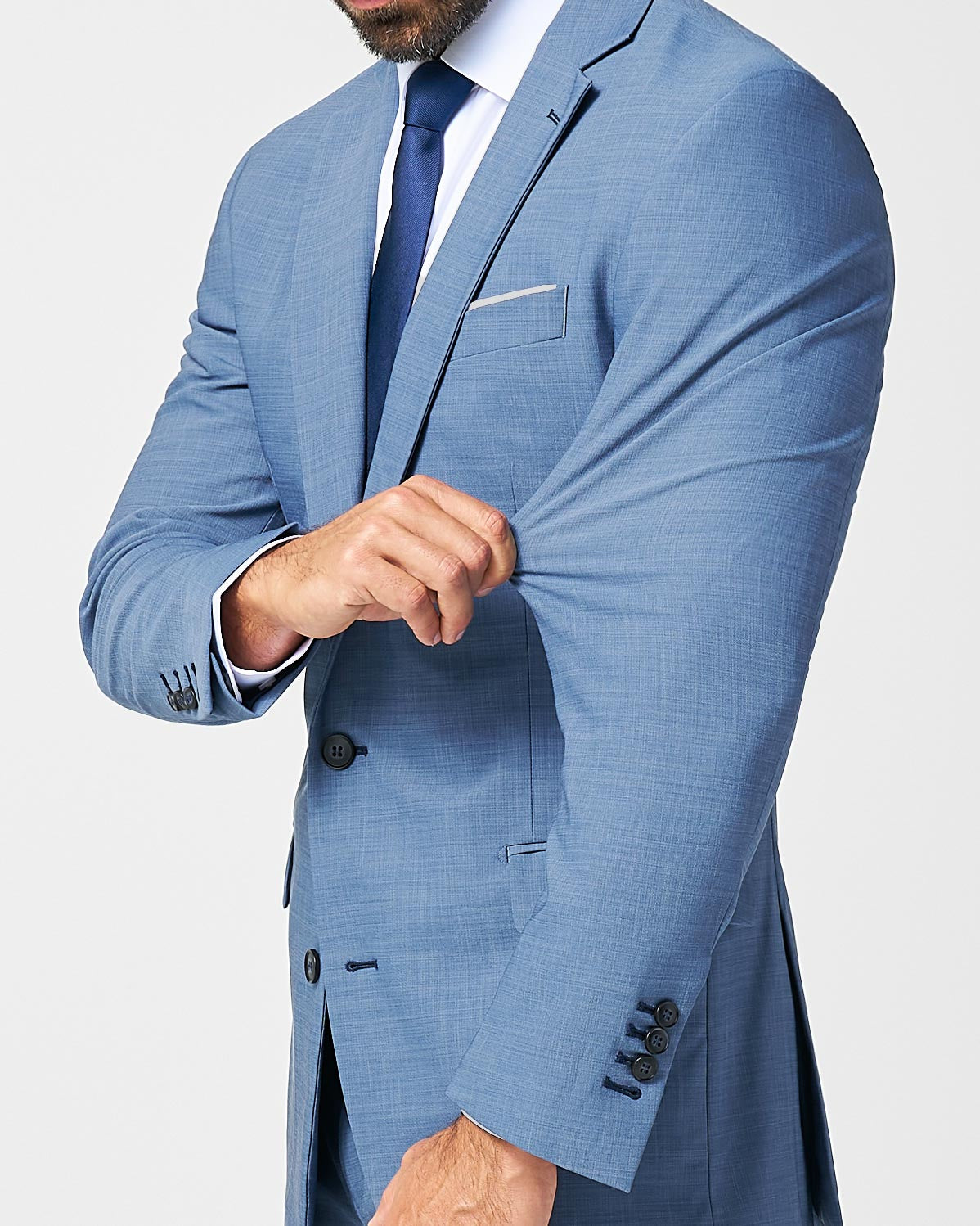 State & Liberty - Athletic Fit Stretch Suit - Heathered Light Blue