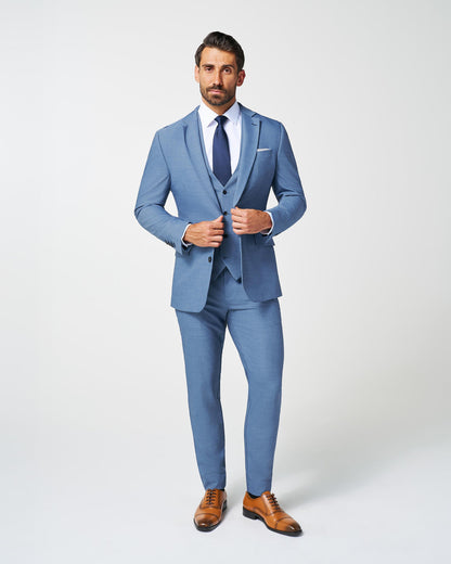 State & Liberty - Athletic Fit Stretch Suit - Heathered Light Blue