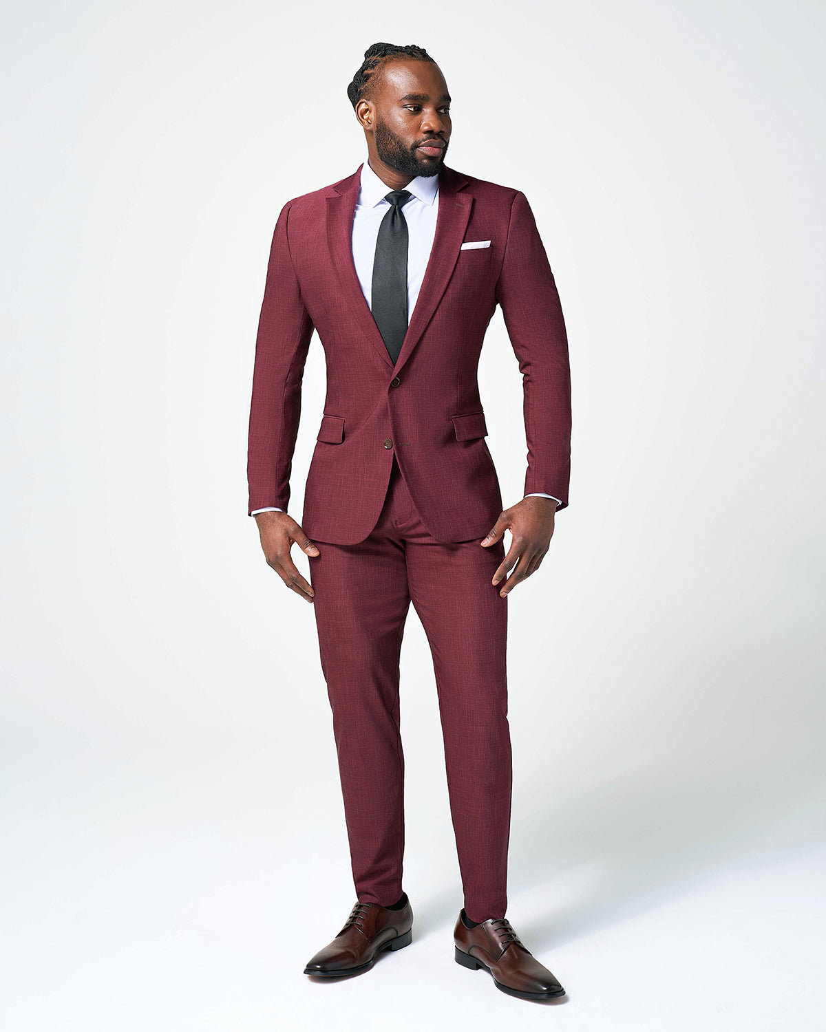 State & Liberty - Athletic Fit Stretch Suit - Heathered Maroon