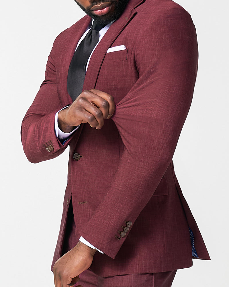 State & Liberty - Athletic Fit Stretch Suit - Heathered Maroon