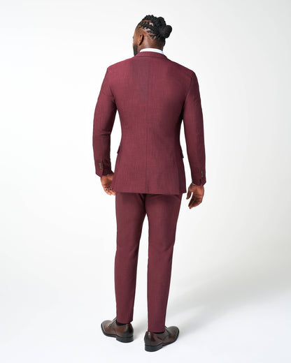 State & Liberty - Athletic Fit Stretch Suit - Heathered Maroon