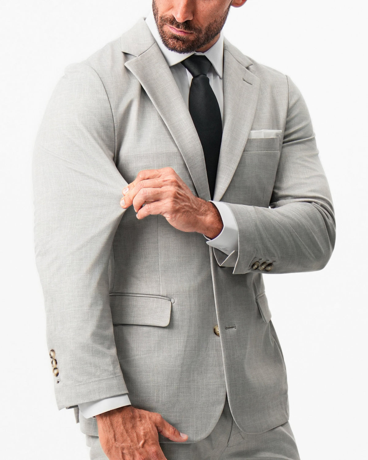 State & Liberty - Athletic Fit Stretch Suit - Unstructured Stone Crosshatch