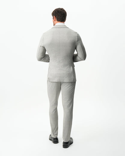 State & Liberty - Athletic Fit Stretch Suit - Unstructured Stone Crosshatch