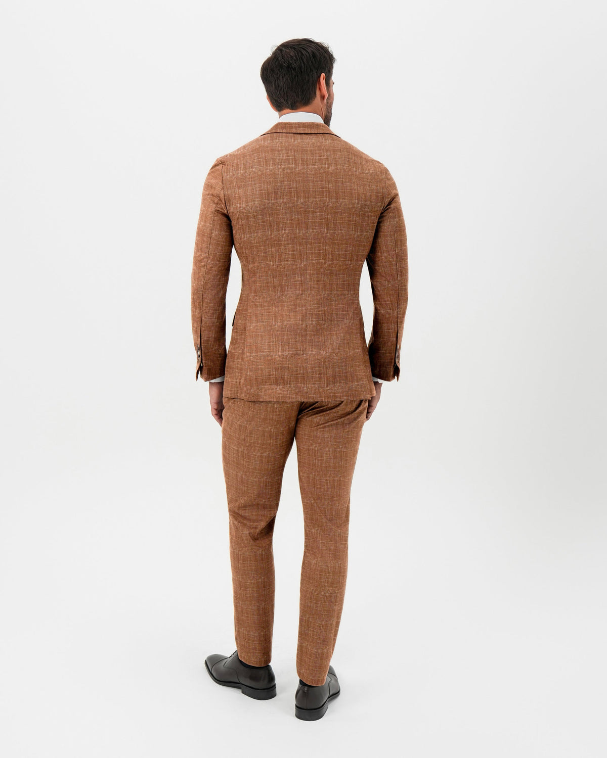 State & Liberty - Athletic Fit Stretch Suit - Unstructured Light Brown Crosshatch