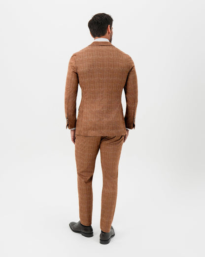 State & Liberty - Athletic Fit Stretch Suit - Unstructured Light Brown Crosshatch