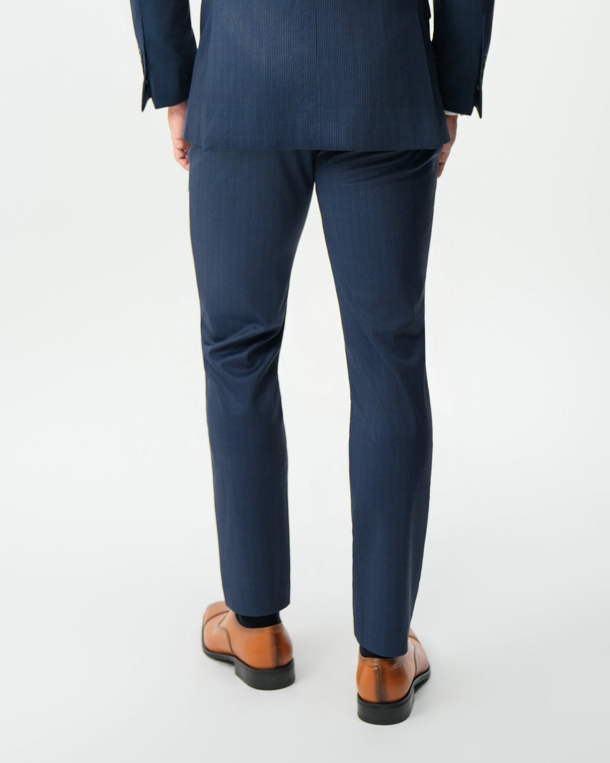 State & Liberty - Athletic Fit Stretch Suit - Navy & White Pinstripe