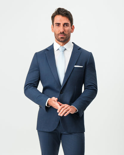 State & Liberty - Athletic Fit Stretch Suit - Navy & White Pinstripe