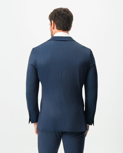 State & Liberty - Athletic Fit Stretch Suit - Navy & White Pinstripe