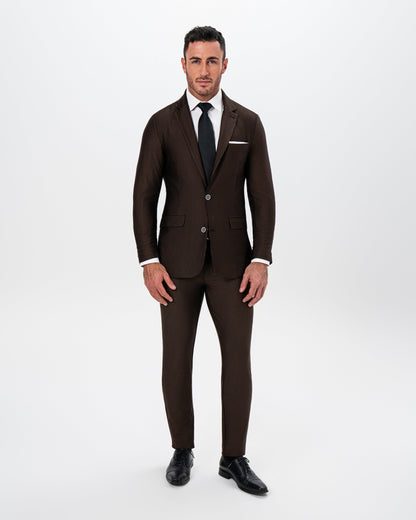 State & Liberty - Athletic Fit Stretch Suit - Brown and Black Seersucker